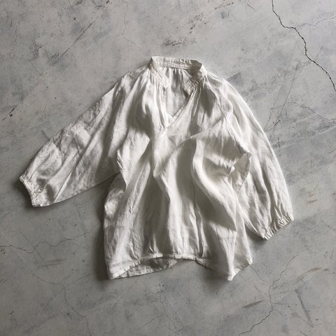 【秋SALE】ラグランチュニック　リトアニリネン　off-white