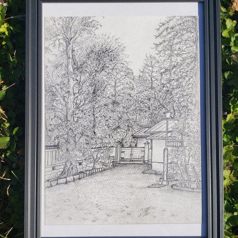 8HaSsu8  絵画えんぴつ   川越市喜多院    Pencilpainting