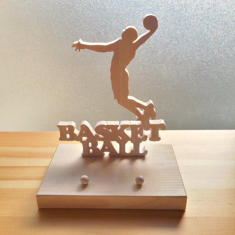 『バスケットボール２』木製スマホスタンド
