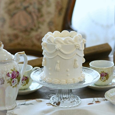 クレイケーキ (トッパーオプション付き)　クレイケーキ　センイルケーキ　ケーキトッパー　ワイヤーアート　アンティーク　誕生日