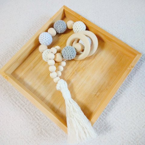《Wooden beads circle》macrame baby 歯固め 木製ビーズサークル