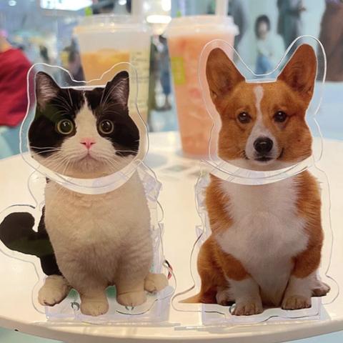 🐶🐱ペット1匹/1人印刷•カスタムペットヘッドシェイクアクリルスタンドサイン