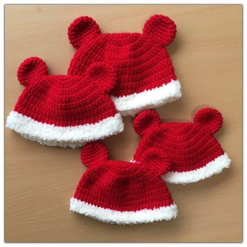 【12月15日まで】くま耳帽子 de サンタ帽　クリスマス　ベビー　赤ちゃん　キッズ　