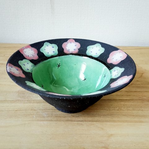 リムつき鉢(ピンク・グリーン)（17cm）