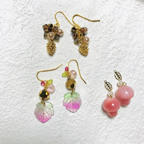 plant motif earaccessory 3点set