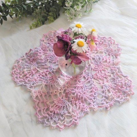 ⟬送料無料⟭🌸サクラ花🌸春のインテリア🌸手編みドイリー《ピンク色》