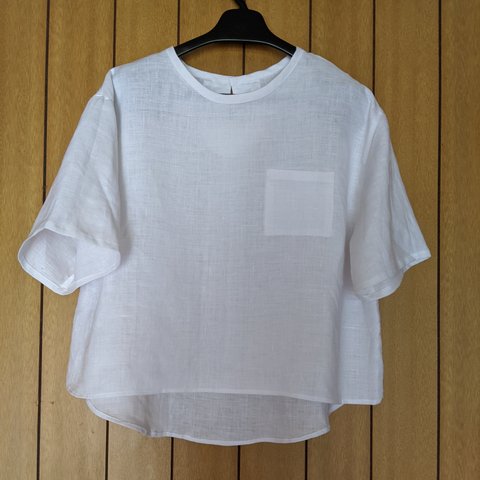 白リネンのゆったりTシャツ　M