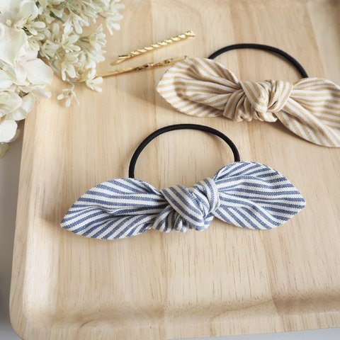 【5color/2size】Hair Knot Stripe＊再…販