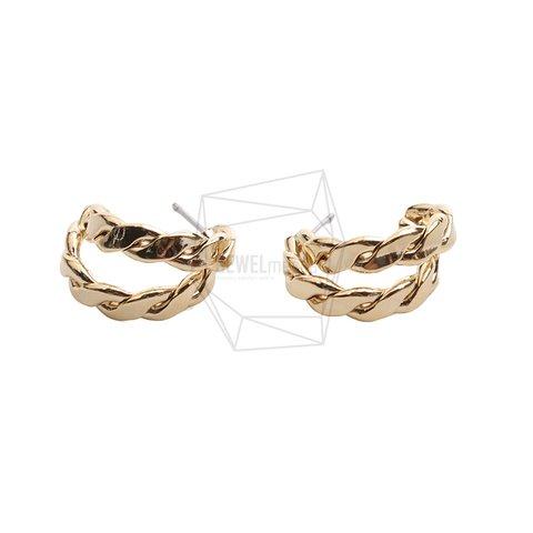 ERG-2490-G【2個入り】ダブルラウンドピアス,Double round Post Earring