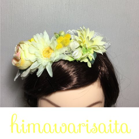 黄色のベビーヘアバンド 花冠