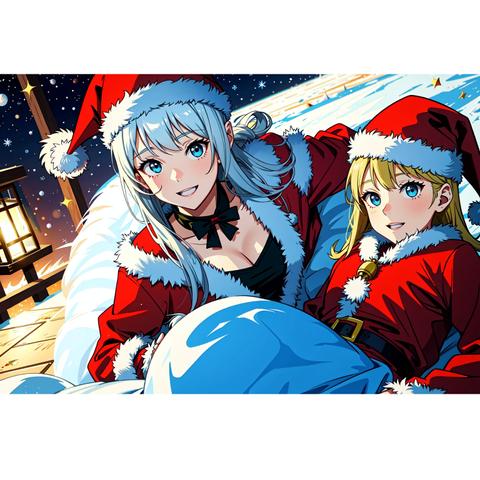 クリスマスカード　CHRISTMAS CARD　女性サンタクロース