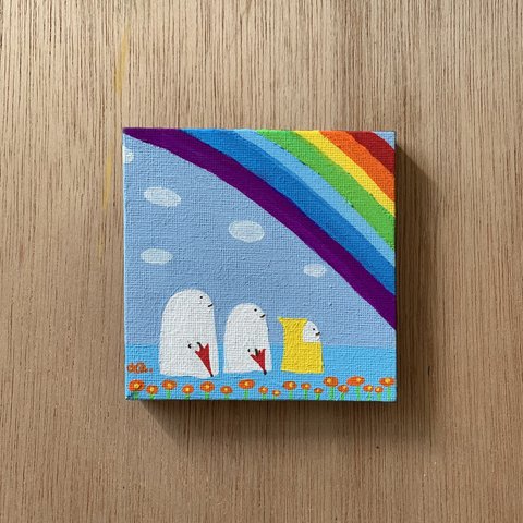 「空にかかった虹」原画　キャンバス画　