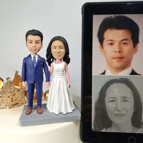 ケーキトッパー オーダーメイド 似顔絵プレゼント フィギュア人形ぬいぐるみ 結婚式祝い 周年記念日 夫婦 カップル 両親 恋人 プレゼント にプレゼント