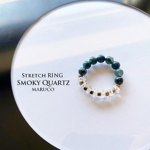 RING380-1234クリスタル水晶+アパタイト*天然石 ゴムの指輪 　STRETCH FREE RING　[送料無料]