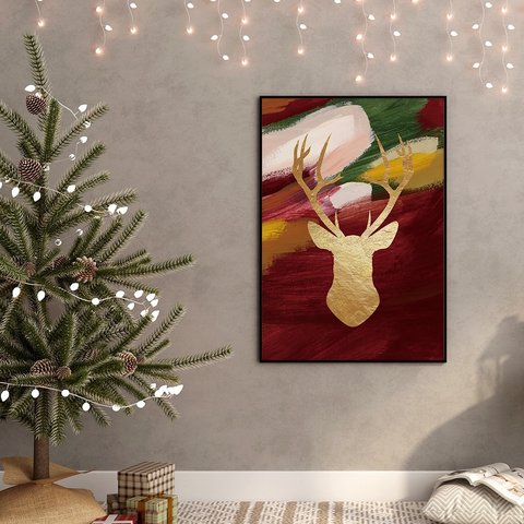 クリスマスカラーのペイントポスター　/ i1080 / ペイント抽象画とクリスマスモチーフ