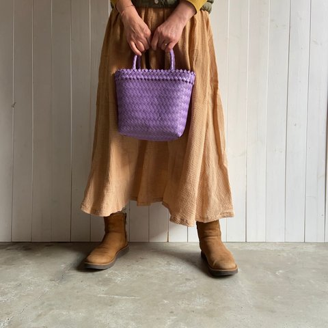 洗えるカゴバッグ パサールバッグ（ハード）／XS／パープル／PASAR BAG かごバッグ エコバッグ 紫