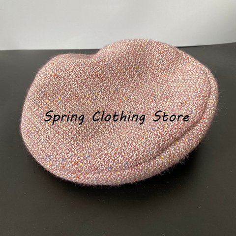 新作 ピンク  ぼうし/リンゴベレー☆チェック調節可能なベレー帽 ☆ウール混紡 ☆ beret  