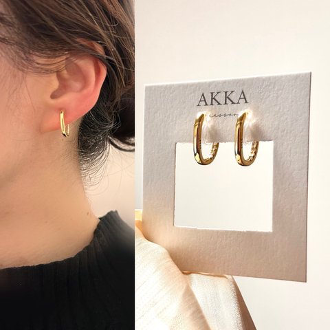 K18gp◆Back bijou hoop earring バックビジュー   フープイヤリング　 金属アレルギー対応　ノンホールピアス　フープピアス　樹脂ピアス　樹脂イヤリング　シルバー925製