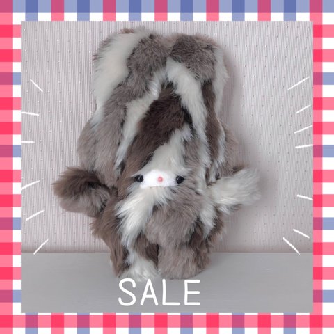 【SALE】大きめマダラうさ♪手のひらからはみ出るサイズのぬいぐるみ♡②