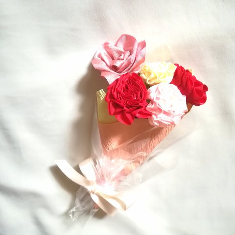 リボンフラワーの花束［mini］母の日 ピンクバラmix 母の日ギフトおすすめ