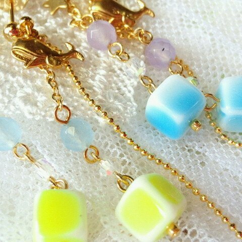 【sold out】フランスヴィンテージとクジラさんのキャッチピアス