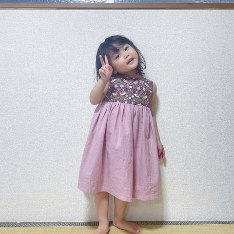 モリス　【子供服ワンピース】バッグダブルリボン 「すずらん」