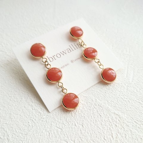 【ﾋﾟｱｽ/ｲﾔﾘﾝｸﾞ】marble / orange terracotta(gold)