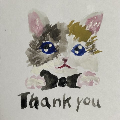 猫ちゃんのthank youカード(ルシファーくん)