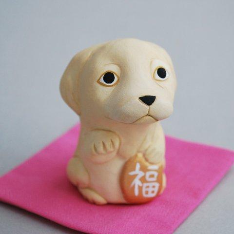 招き犬(ミニチュアダックス・ロングコート・クリーム)【受注制作】ご注文前には必ずメッセージで納期をお確かめください