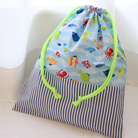 入園入学準備🐳海の生き物巾着🐳お着替え袋🐳