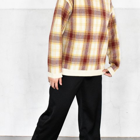 洗えるカシミヤニット“CHECK” size2 (off)