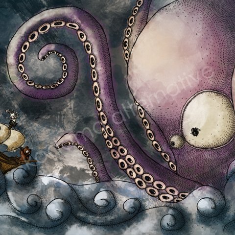 Rough octopus 【イラスト：A4】