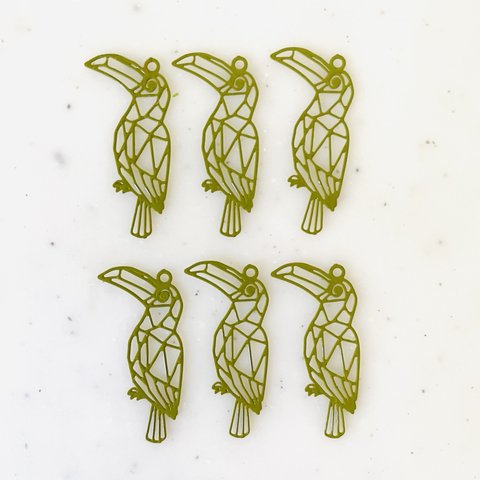 Khaki Green Filigree Parrot Pendant Tops