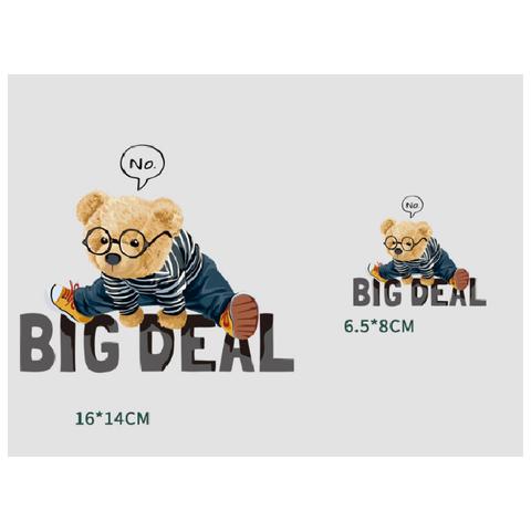 アイロン転写シート　「BIG DEAL」大小２枚セット　くま　熊　bear