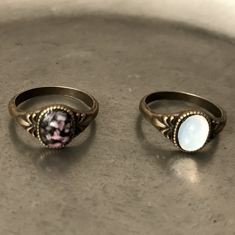 vintage stone ring"pink marble"（ビンテージ ストーン リング ピンクマーブル）