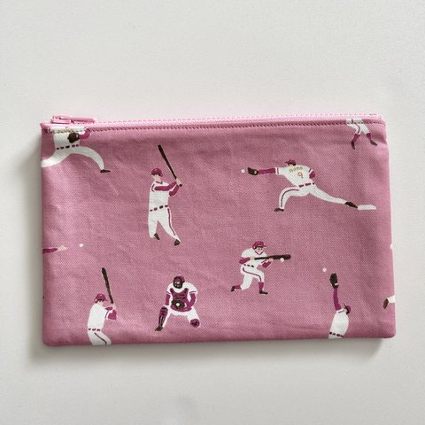 20㎝ファスナーポーチ/baseball:pink