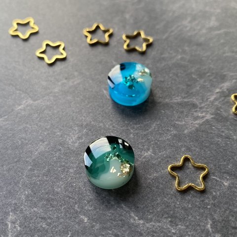 【再販】〜衛星"dark green×blue"〜 ピアス/イヤリング