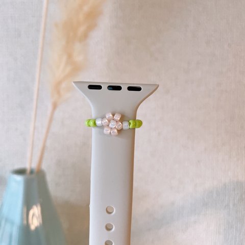 Apple Watch/スマートウォッチバンドチャーム お花🌸ジャスミンカラー　個売りアップルウォッチチャーム 