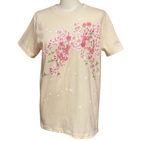 手染め京友禅　桜Tシャツ　ベージュ