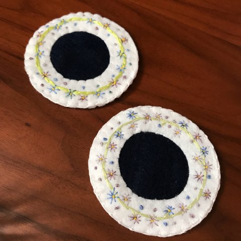 刺繍コースター ブルー