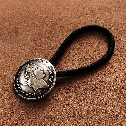 フランス 10フラン コインコンチョ ヘアゴムブレスレット（マリアンヌ）ヨーロッパ ループ 古銭 小銭 硬貨 バングル アンクレット