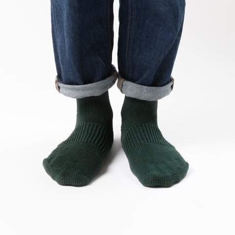 「呼吸する和紙靴下」ミドル丈　フォレストグリーン　Sサイズ（22cm～25cm）
