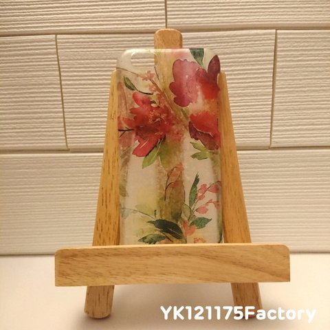 order①/4【ひよこ様／ご確認用】水彩画タッチ3「ヴィンテージcol.」お花のスマホケース(カーディナルレッドVer.)