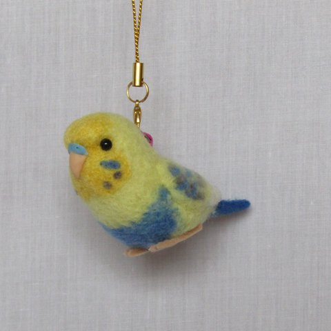 セキセイインコ　ハルクイン　羊毛ストラップ　