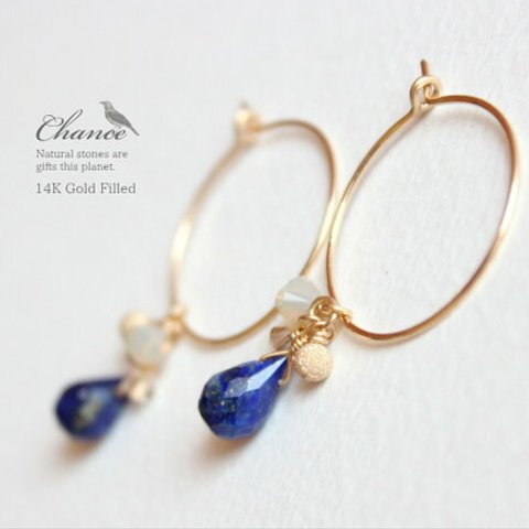 Chance 14KGF pierced earrings Lapis-lazuli/フープピアス・ラピスラズリ