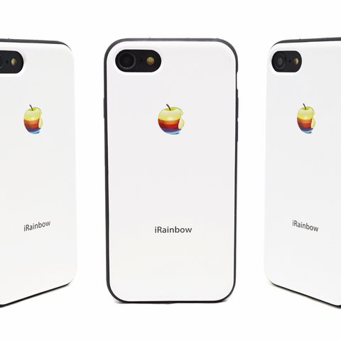 《3D RAINBOW APPLE》 リアルな虹りんご iPhone7/8用（4.7インチ） レザーケースフルカバー（オフホワイト）