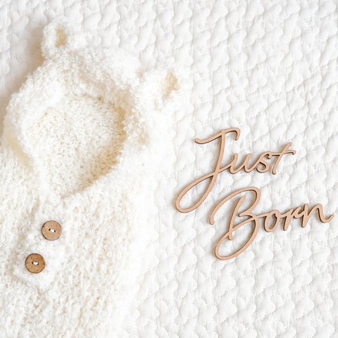 木製［送料込］ レターバナー ミニ ［ Just Born ］ ジャストボーン ニューボーンフォト セルフフォト NewBorn 撮影小物 新生児 写真 誕生 記念 ガーランド  [A]