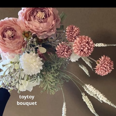 toytoy w830  ウェディングブーケ 花束 スワッグ アプリコットピンクウェディング 結婚式