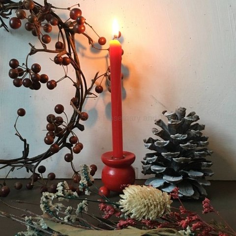 スウェーデン ハンドペイント 木製キャンドルホルダー 赤 クリスマス