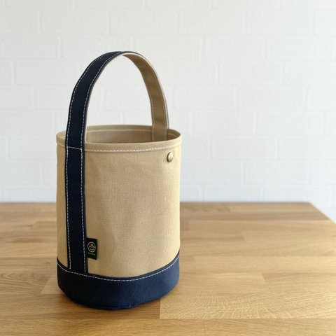 new!! "bucket bag" beige × navy 《受注製作》